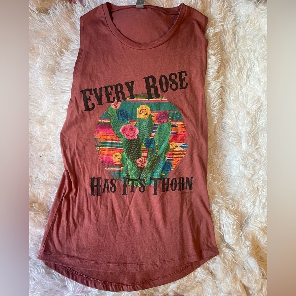 Next Level Dusty Rose Muscle Tank “Every Rose Has It’s Thorns”